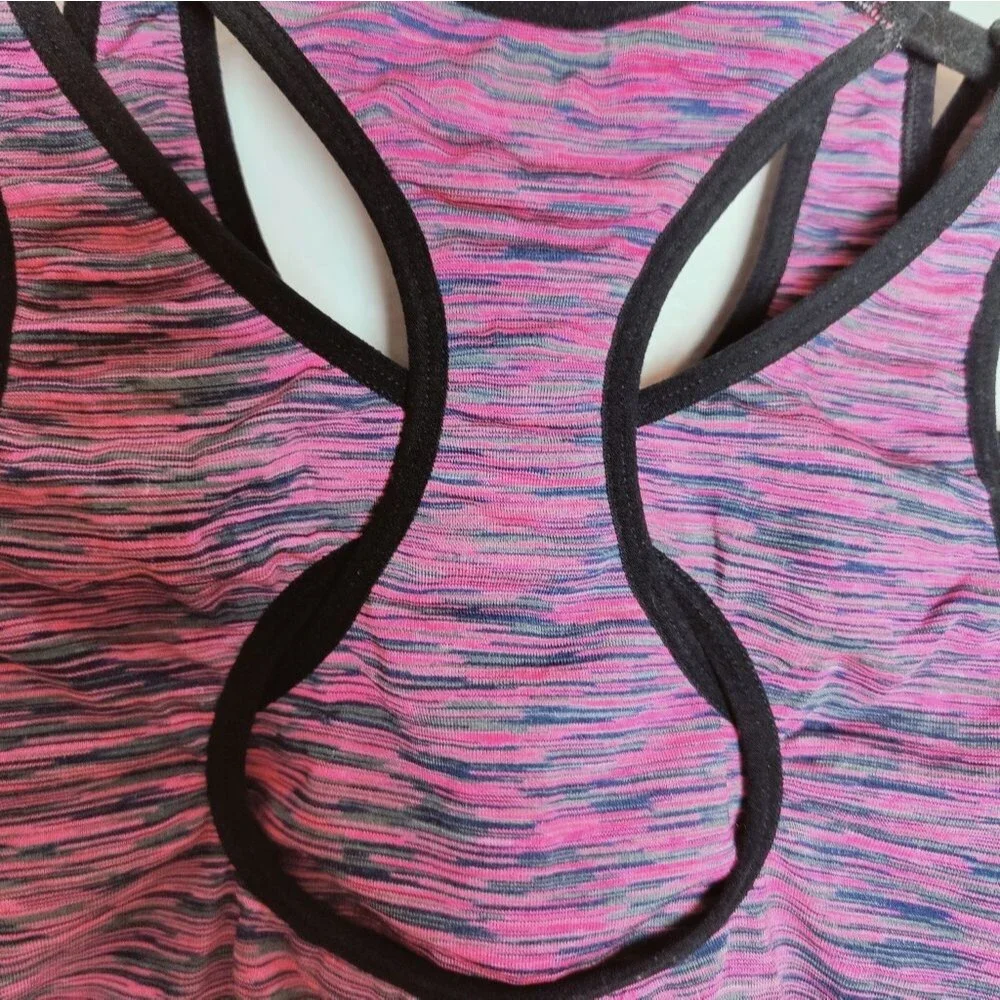 Women's Pink Seamless Double Intertwined Sports Bra, Size S